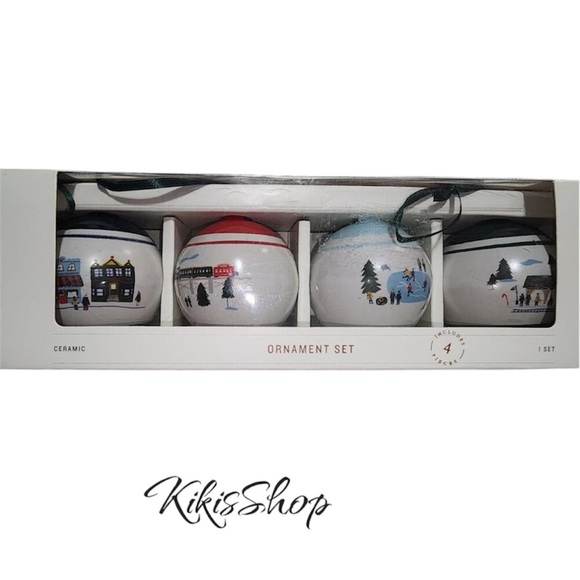 Hearth and Hand Magnolia Set of 4 Winter Scene Christmas Tree Ornaments-2023 - Picture 5 of 5